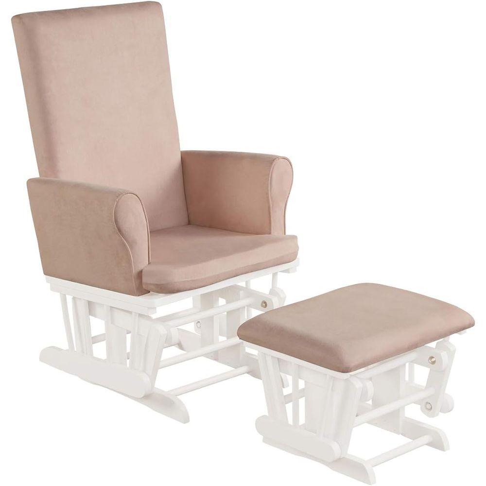 Baby Nursery Ottoman - Baby-Schaukelstuhl und Ottoman-Kissen-Set, Holz-Babywippe für Kinderzimmer,