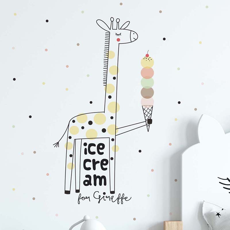Baby Nursery Mural Wallpaper - Cartoon Eis Giraffe Wand Aufkleber Kinderzimmer