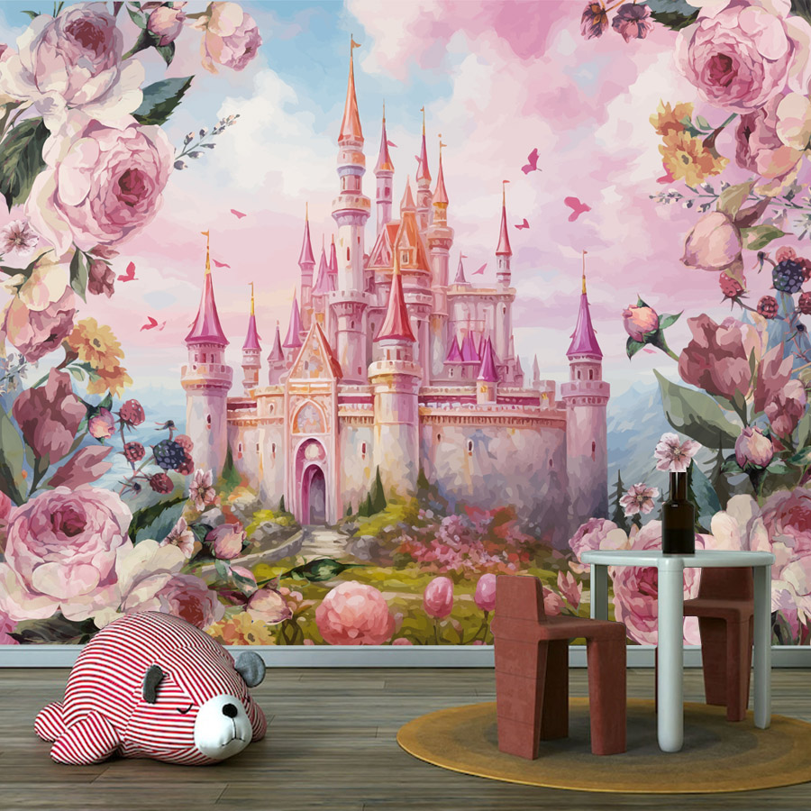 Baby Nursery Mural Wallpaper - 8+ Cartoon-Tapeten mit Blumen- und Schlossmotiven