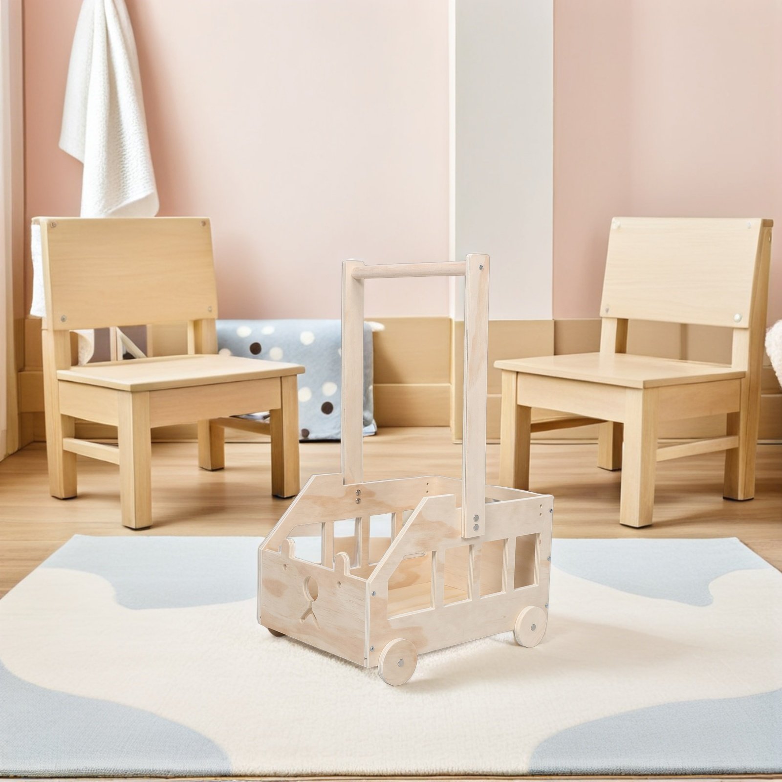 Baby Nursery Unisex - Holz-Babyshower-Kiste mit Rollen und Hohem Griff,