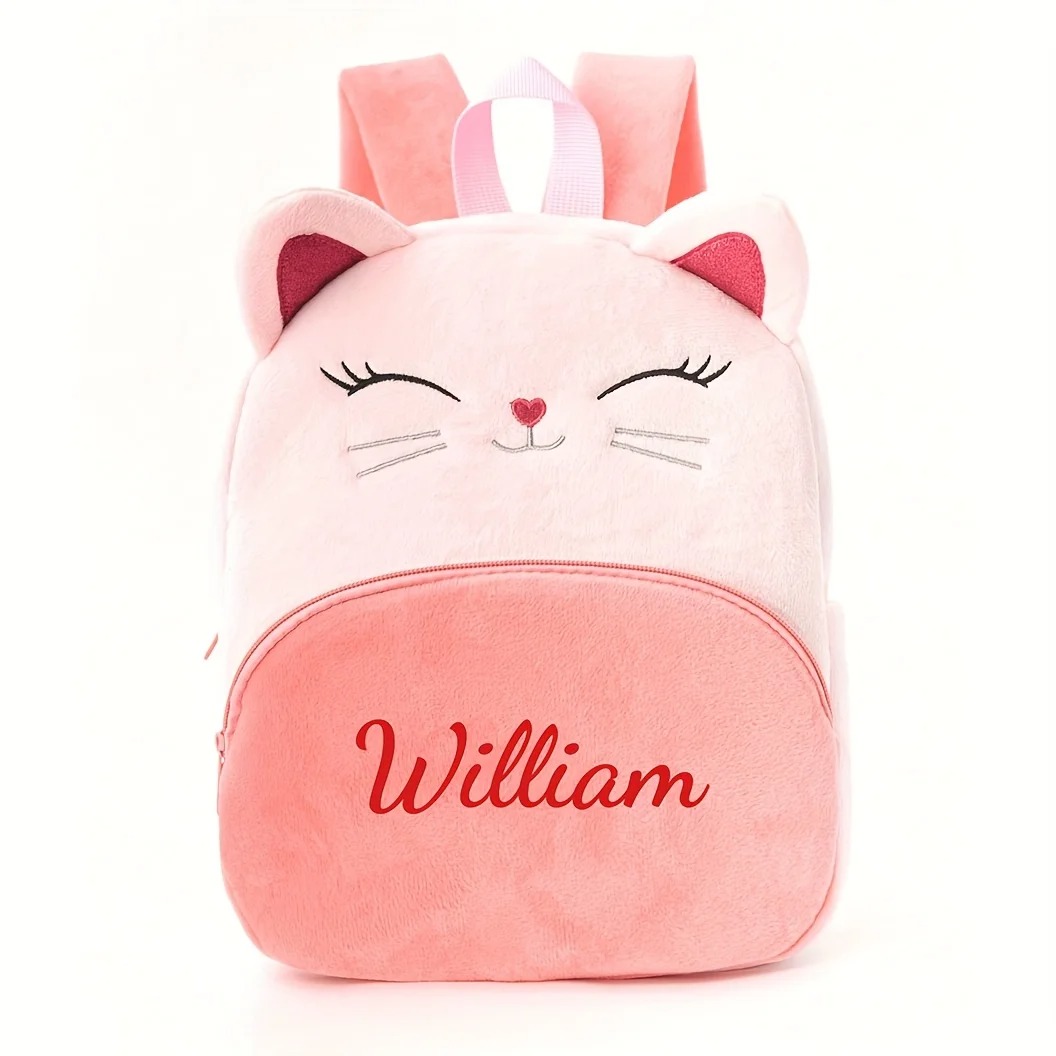 Baby Nursery Backpack - Rucksack mit individuellem Namen und Cartoon-Katzenmotiv