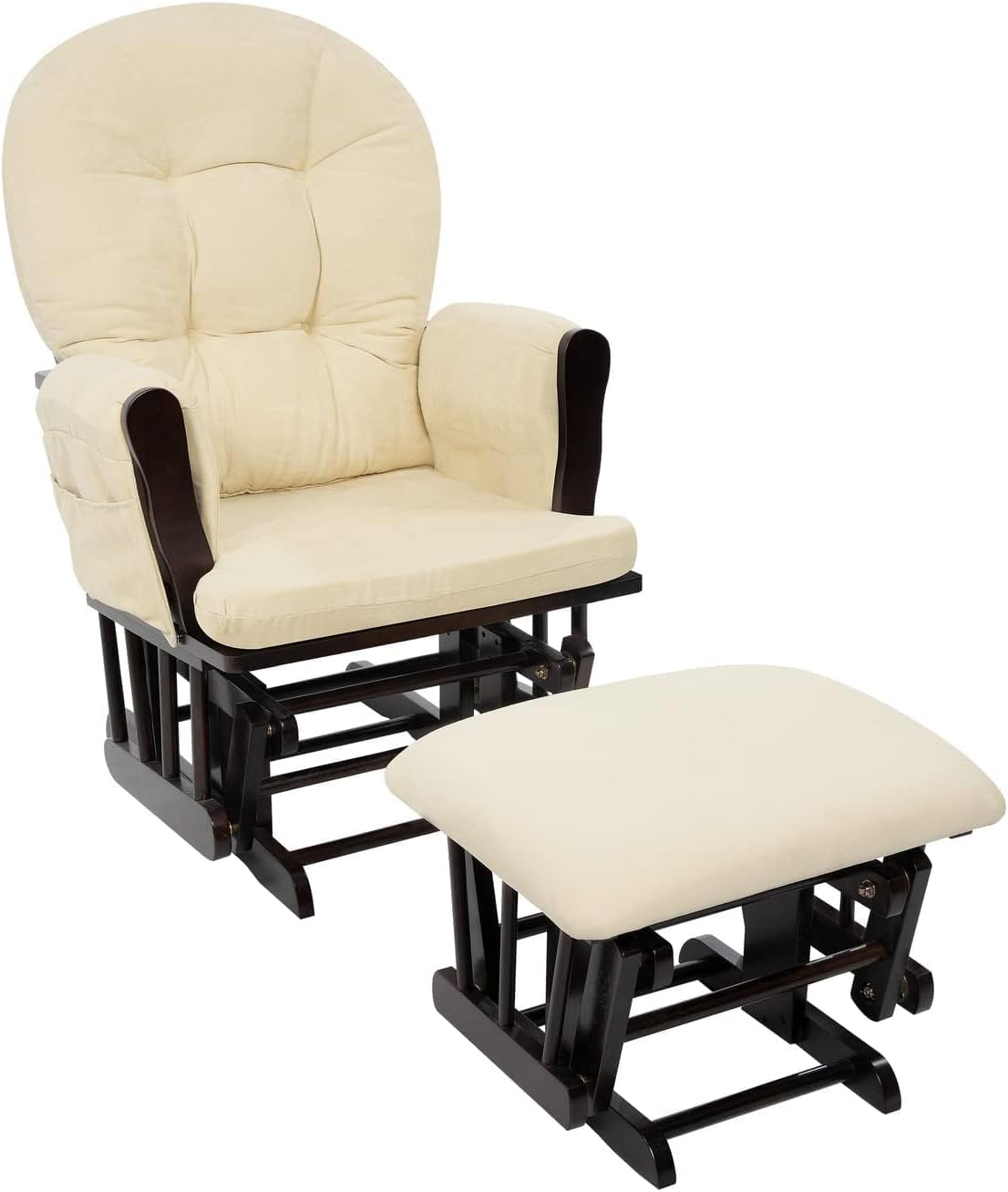 Baby Nursery Ottoman - Gepolsterter Indoor-Gleitschaukelstuhl mit passendem Hocker, Drehwippe