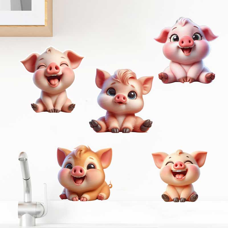 Baby Nursery Mural Wallpaper - Niedlicher Schweinchen-Wandaufkleber Baby Kinderzimmer Dekoration Wandbild