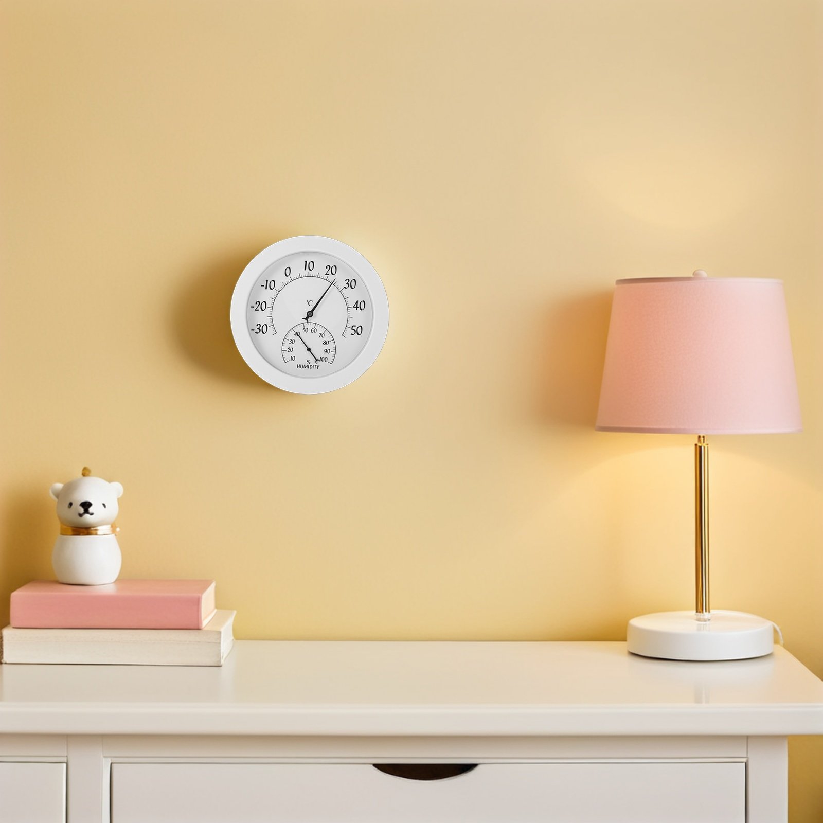 Baby Nursery Temperature - Analoges Wand-Hygrometer, Babyzimmer-Thermometer, rundes Zifferblatt, hohe