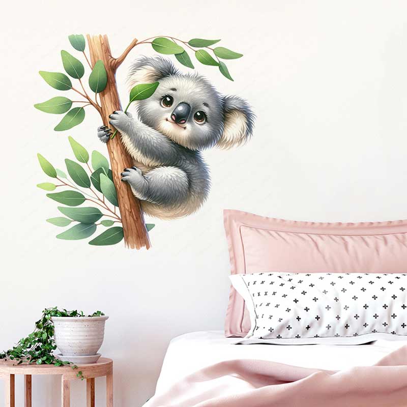 Baby Nursery Mural Wallpaper - Niedlicher Koala-Wandaufkleber für Baby- und Kinderzimmer,