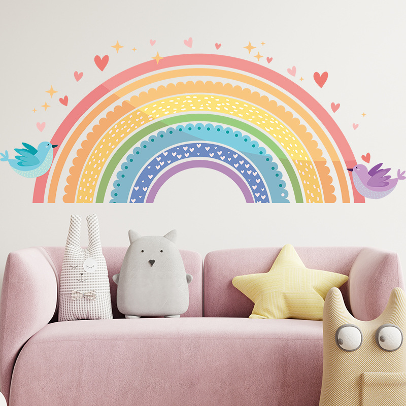 Baby Nursery Package - Bunte Regenbogen-Vogel-Liebes-Wandaufkleber für Kinderzimmer, Kinder- und