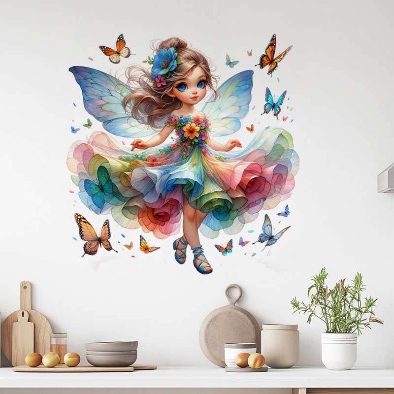 Baby Nursery Mural Wallpaper - Feen-Wandaufkleber für Baby- und Kinderzimmer, Dekoration,