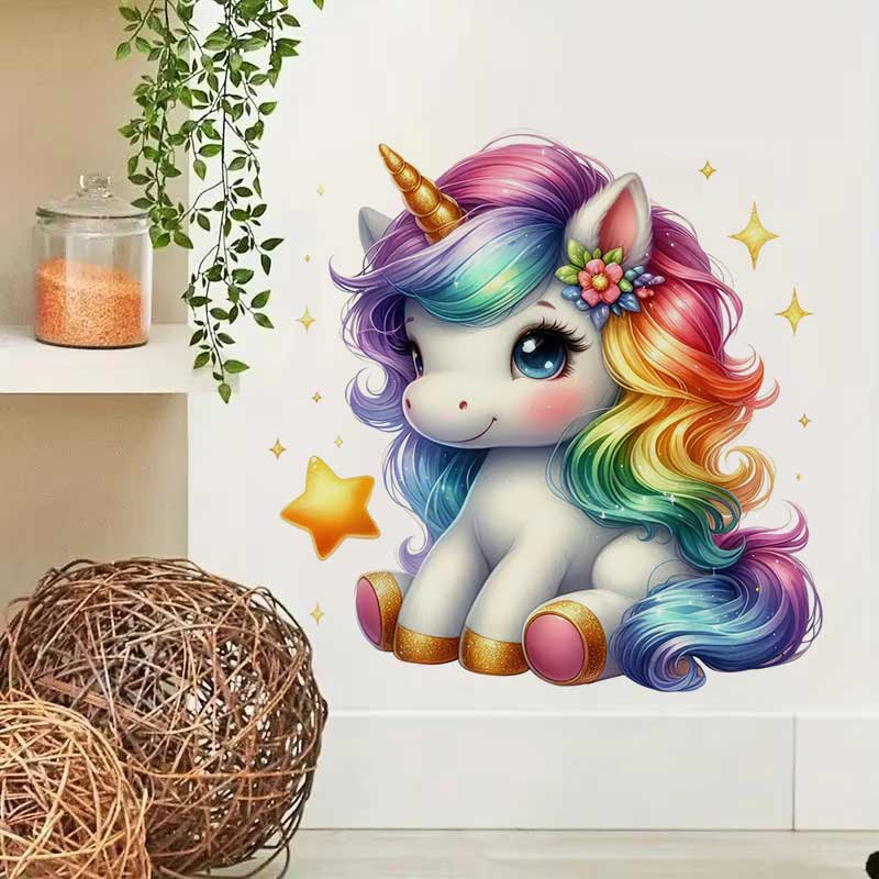 Baby Nursery Mural Wallpaper - Nette Regenbogen Einhorn Wand Aufkleber Baby