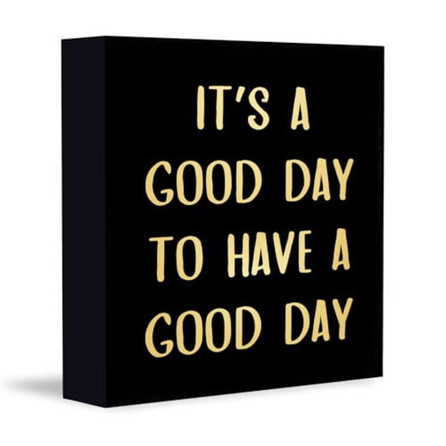 Baby Nursery Office - Schwarzgoldenes Holzschild 'It's a Good Day