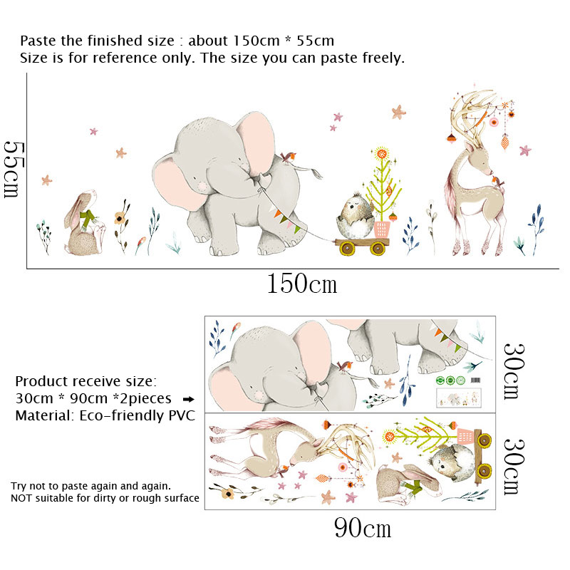 Happy Baby Elephant Bunny Wand – Baby Nursery Mural Wallpaper Bewertung und Preis