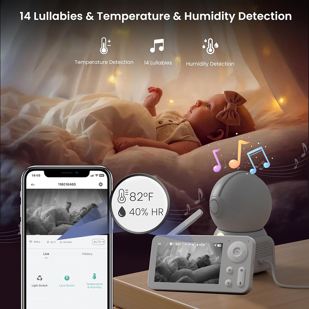 2K Babyphone mit 2 Kameras und – Baby Nursery Temperature Bewertung und Preis