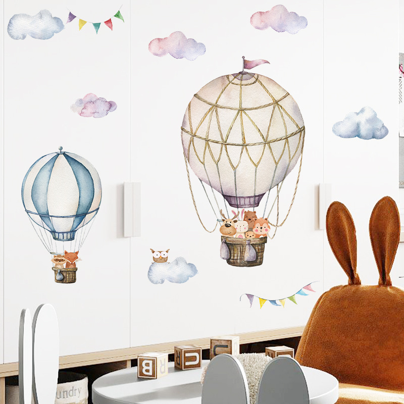 Cartoon Tier Heißer Luft Ballo – Baby Nursery Mural Wallpaper Bewertung und Preis