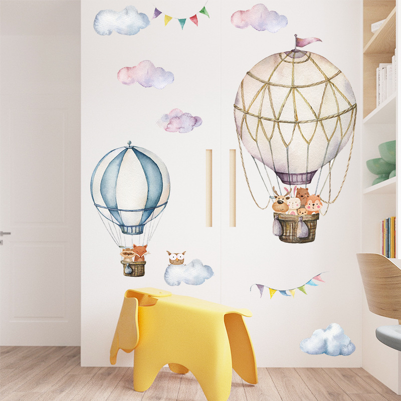 Cartoon Tier Heißer Luft Ballo – Baby Nursery Mural Wallpaper Bewertung und Preis