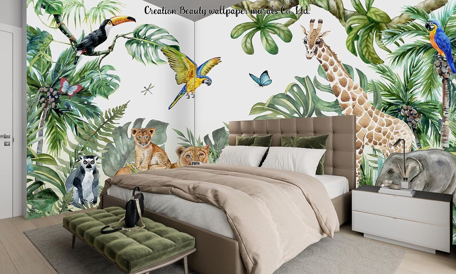 Aquarell-Tiere Dschungel-Tapet – Baby Nursery Mural Wallpaper Bewertung und Preis
