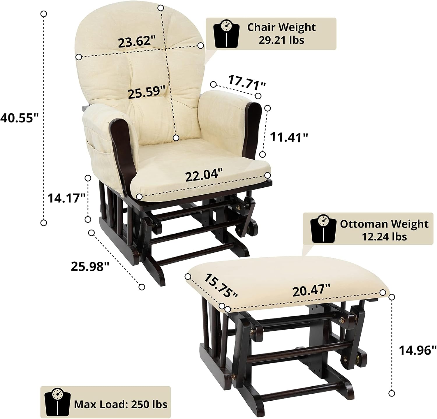 Gepolsterter Indoor-Gleitschau – Baby Nursery Ottoman Bewertung und Preis