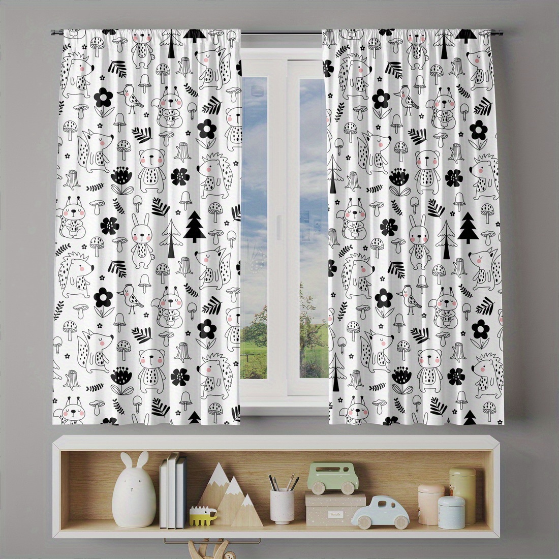 Niedliche Waldtier-Motiv Vorhä – Baby Nursery Office Bewertung und Preis