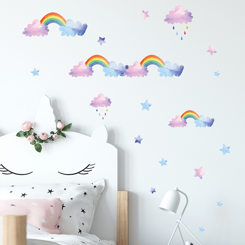 Cartoon-Wolken-Regenbogen-Wand – Baby Nursery Mural Wallpaper Bewertung und Preis