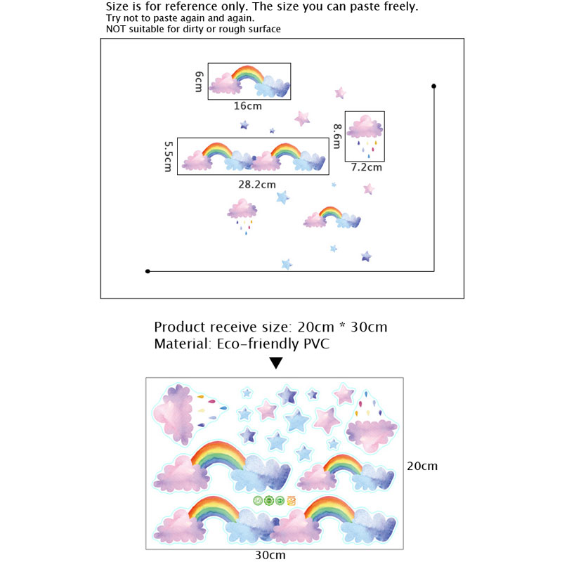 Cartoon-Wolken-Regenbogen-Wand – Baby Nursery Mural Wallpaper Bewertung und Preis
