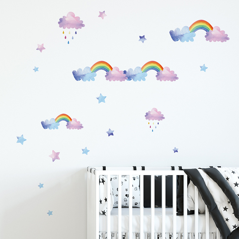 Cartoon-Wolken-Regenbogen-Wand – Baby Nursery Mural Wallpaper Bewertung und Preis