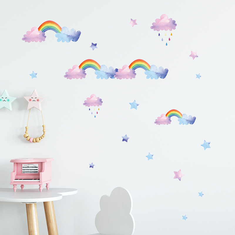 Cartoon-Wolken-Regenbogen-Wand – Baby Nursery Mural Wallpaper Bewertung und Preis
