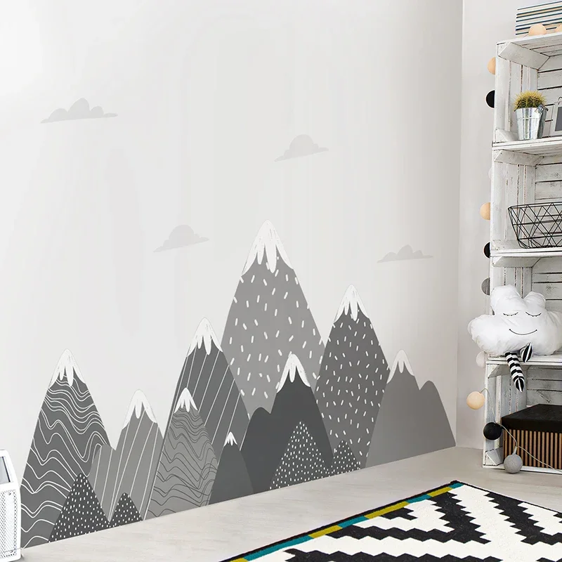 Boho-Tapete mit grauen Bergen, – Baby Nursery Mural Wallpaper Bewertung und Preis