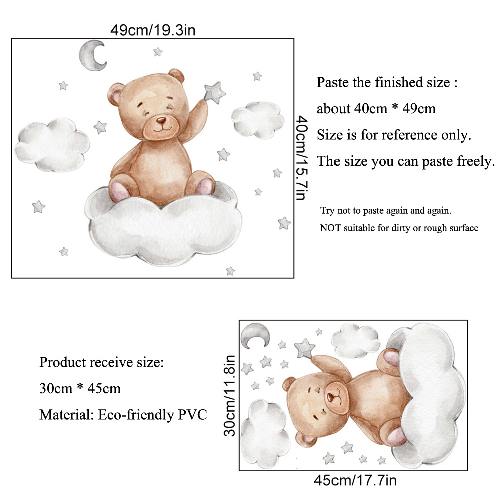 Bär, Mond, Wolken, Sterne, Wan – Baby Nursery Mural Wallpaper Bewertung und Preis