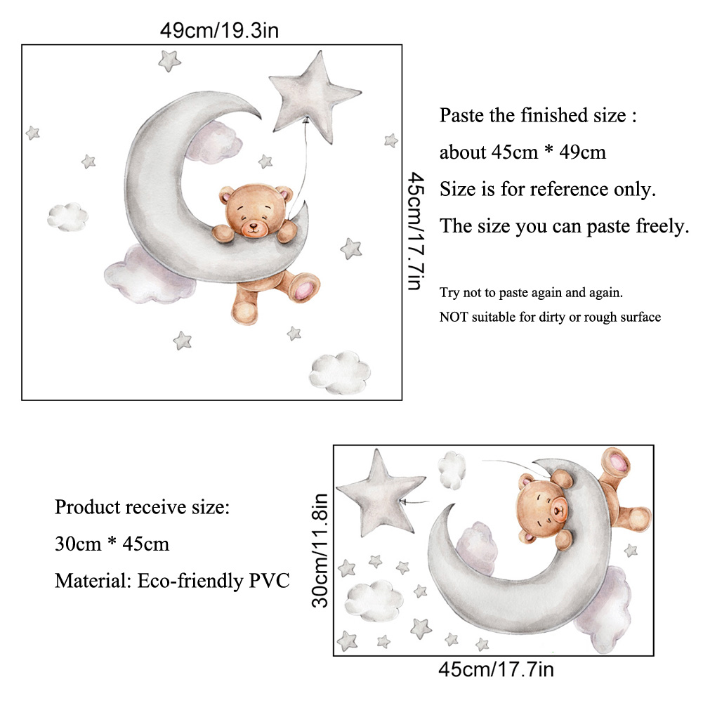 Bär, Mond, Wolken, Sterne, Wan – Baby Nursery Mural Wallpaper Bewertung und Preis