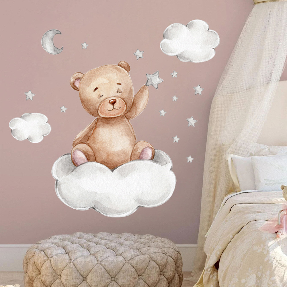 Bär, Mond, Wolken, Sterne, Wan – Baby Nursery Mural Wallpaper Bewertung und Preis