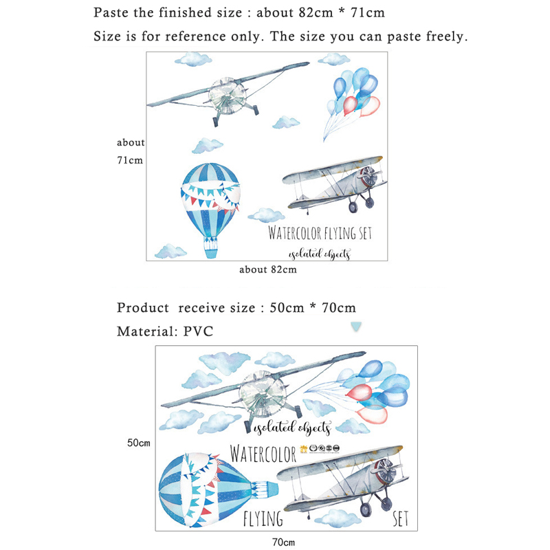 Aquarell Flugzeug Heißluftball – Baby Nursery Mural Wallpaper Bewertung und Preis
